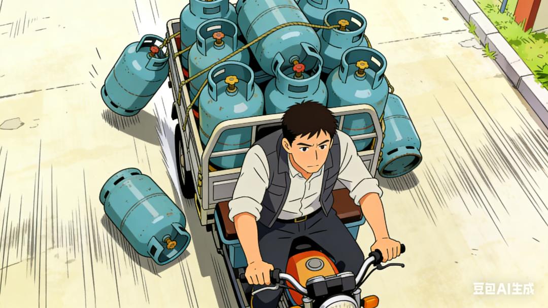 圖1 AI生成的不注意安全隱患胡亂運(yùn)輸液化氣罐圖.jpg